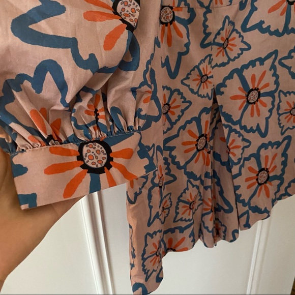 Anthro Atelier one sleeve Nadia floral romper lavender purple M - Picture 10 of 15